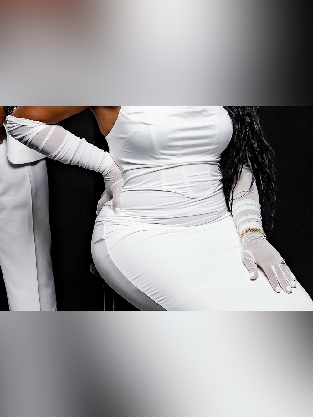 White Sheer Opera Gloves - Picture 3 of 4